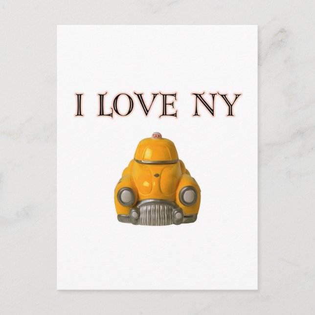 Carte Postale I Love New York Yellow À damiers taxi taxi (Devant)