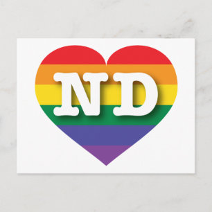 Carte Postale I Love North Dakota Rainbow Heart