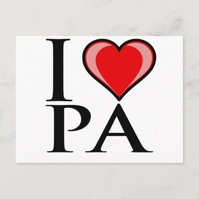 Carte Postale I Love PA - Pennsylvanie (Devant)
