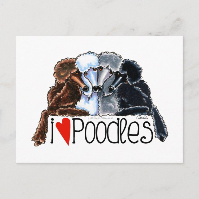 Carte Postale I Love Poodles (Devant)