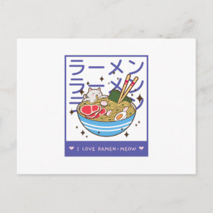 Carte Postale I Love Ramen Meow - Ramen Cat