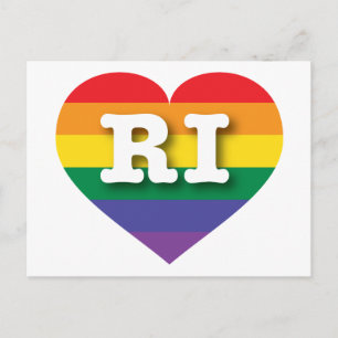 Carte Postale I Love Rhode Island Rainbow Heart