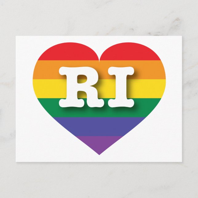 Carte Postale I Love Rhode Island Rainbow Heart (Devant)