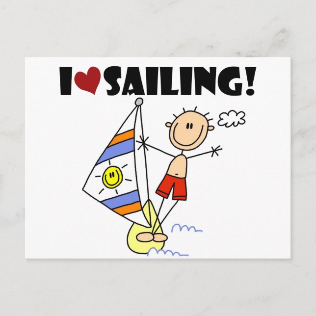 Carte Postale I Love Sailing T-shirts et cadeaux (Devant)
