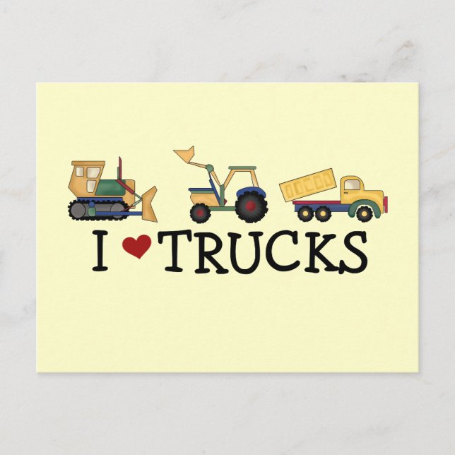 Carte Postale I Love Trucks T-shirts et cadeaux (Devant)