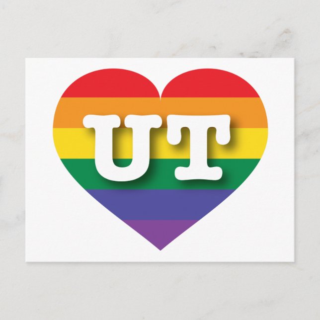 Carte Postale I Love Utah Rainbow Heart (Devant)