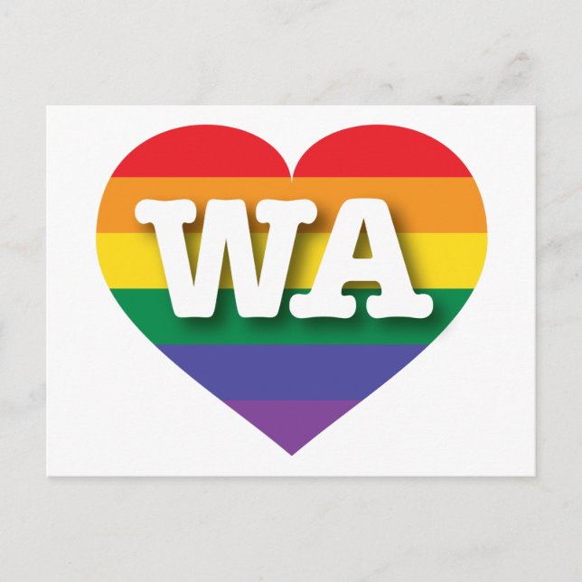 Carte Postale I Love Washington State Rainbow Heart (Devant)