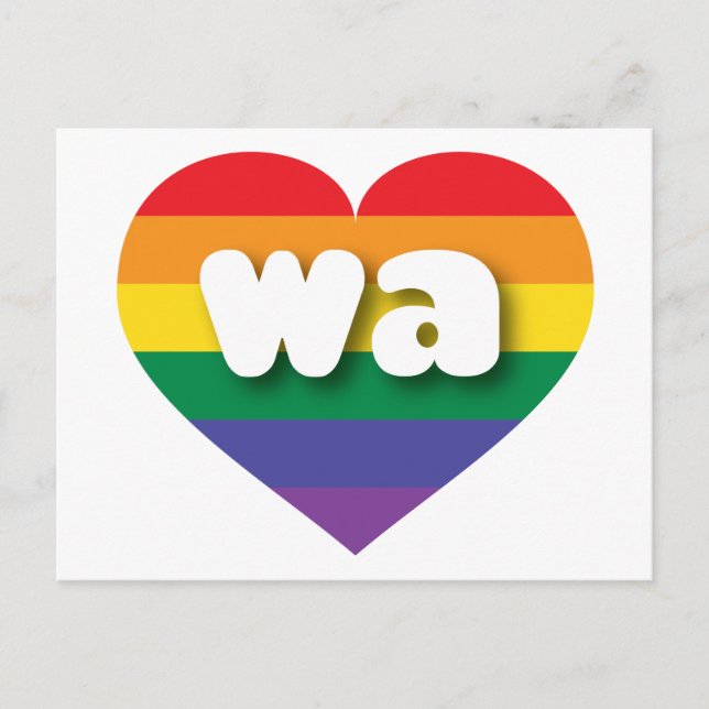 Carte Postale I Love Washington State Rainbow Heart (Devant)