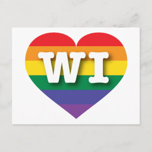 Carte Postale I Love Wisconsin Rainbow Heart
