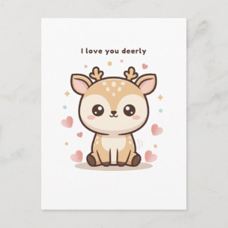 Carte Postale I Love You Deerly Cute Puchi Dōshi Deer Christma