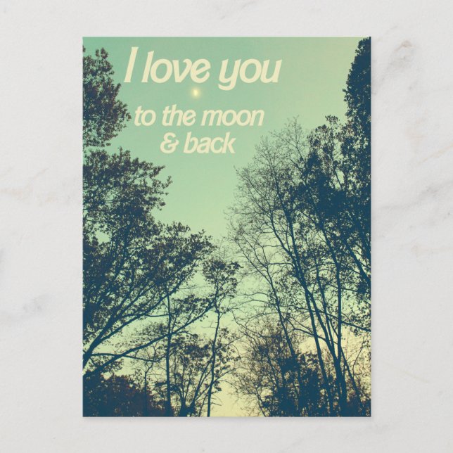 Carte Postale I love you to the moon and back (Devant)