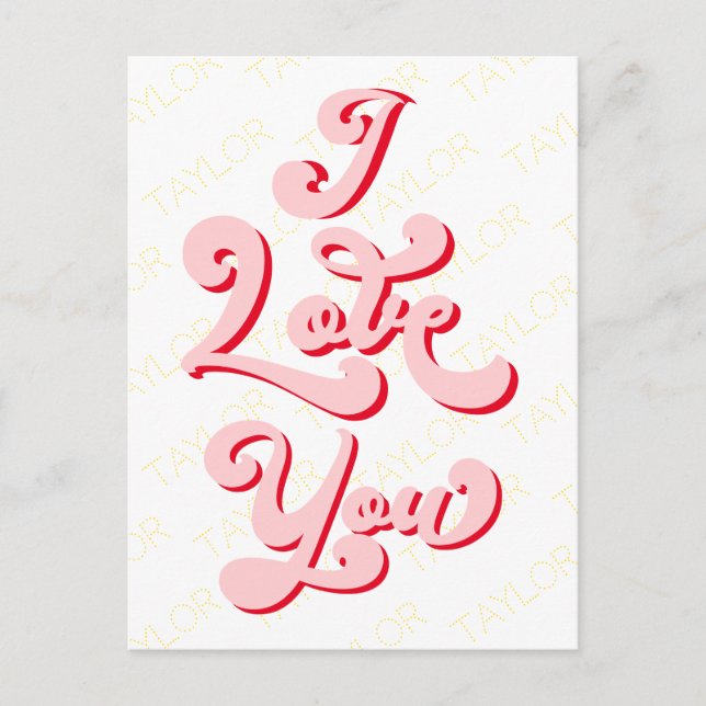 Carte Postale I Love You Valentine's Day Cup Retro Pink (Devant)