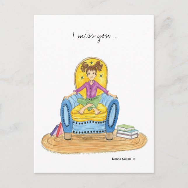 Carte postale I Miss Girl in Blue Chair (Devant)