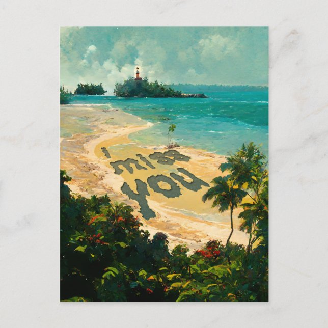 Carte Postale I Miss You - Plage Peinture Paysage (Devant)