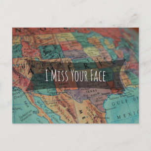 Carte Postale "I Miss Your Face" Plus de détails Photo du Globe