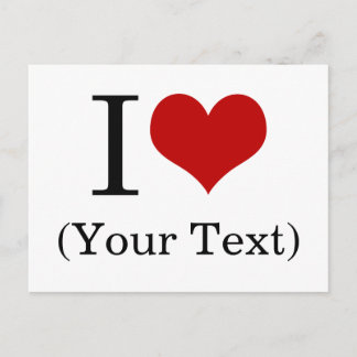 Carte Postale I modèle de coeur (ajoutez votre propre texte fait