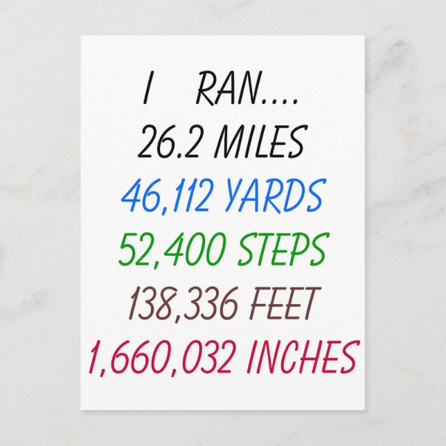 Carte Postale I Ran 26,2 miles (Devant)