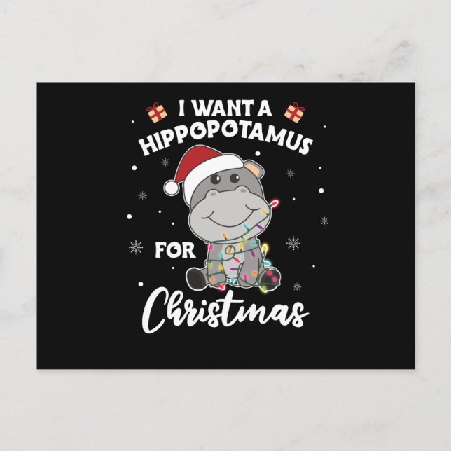 Carte Postale I Want A Hippo For Christmas Sweet Hippos (Devant)