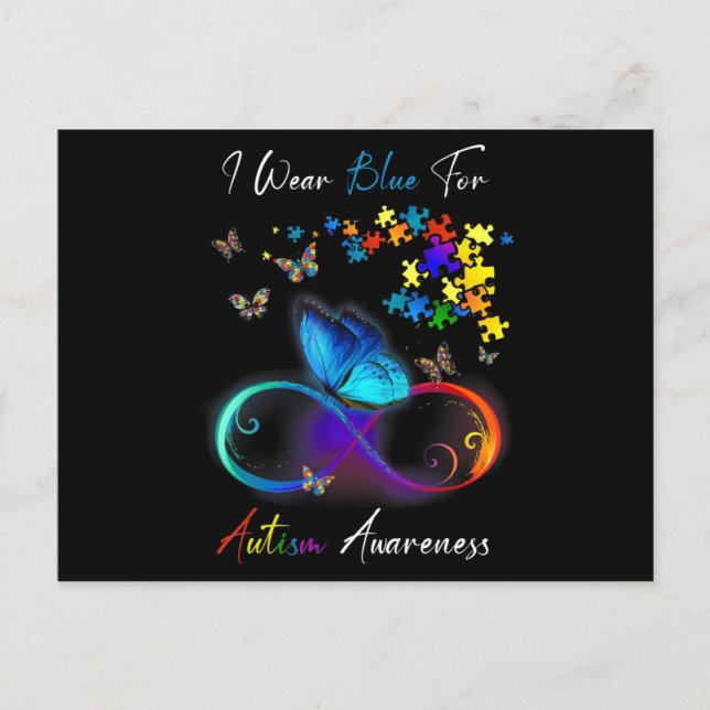 Carte Postale I Wear Blue For Autism Awareness shirt Puzzle Mom  (Devant)