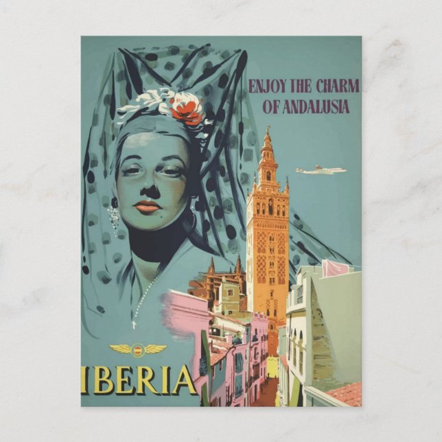 Carte Postale Iberia vintage Travel (Devant)