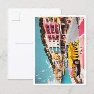 Carte Postale Ibiza Espagne Pop Art Voyage Illustration