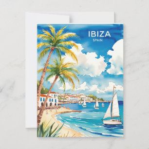 Carte Postale Ibiza Espagne Voyage aquarelle art