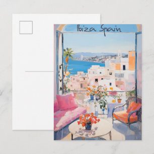 Carte Postale Ibiza Espagne Voyage Ville Peinture Esthétique