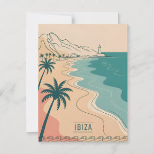 Carte Postale Ibiza vintage minimaliste