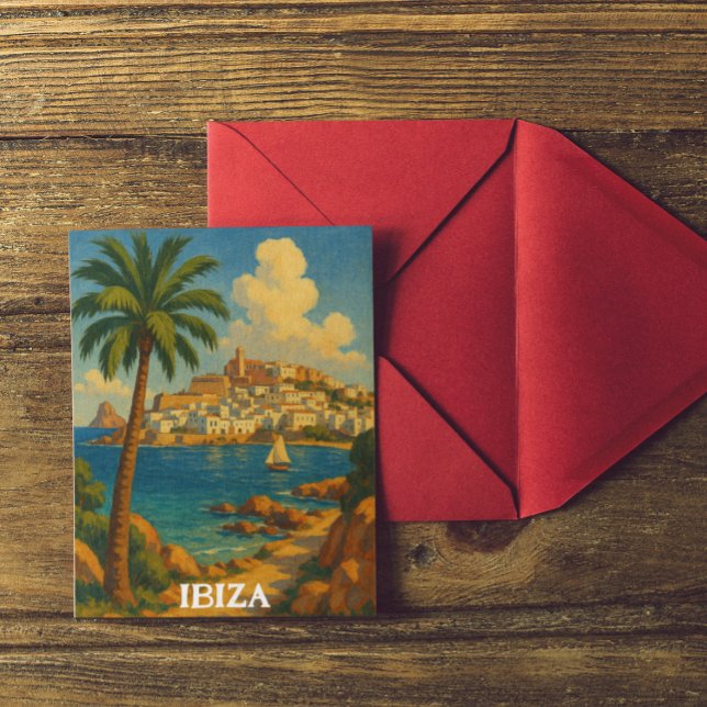 Carte Postale Ibiza vintage Voyage Rétro Baléares (Vintage Ibiza Travel Retro Balearic Island Postcard)
