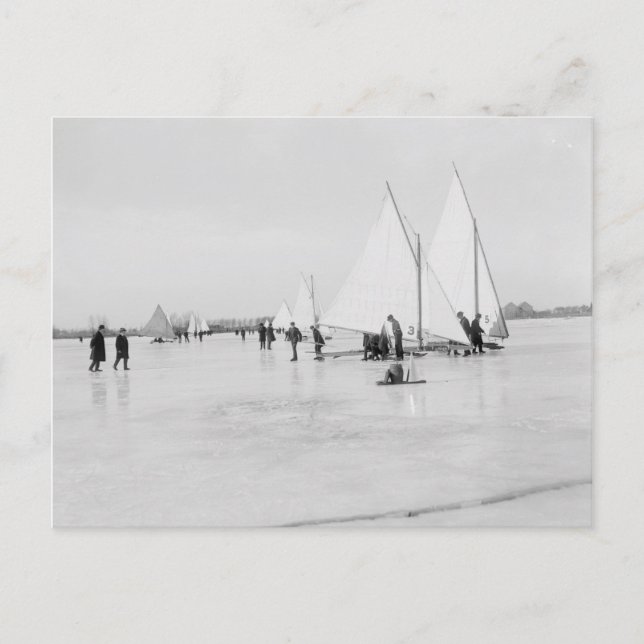 Carte Postale Ice Yachting Sur Le Lac St. Clair (Devant)