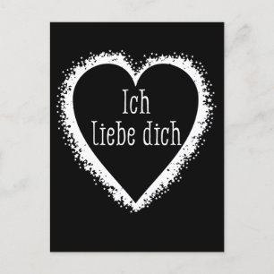 Carte Postale Ich liebe dich, je t'aime en allemand noir & blanc