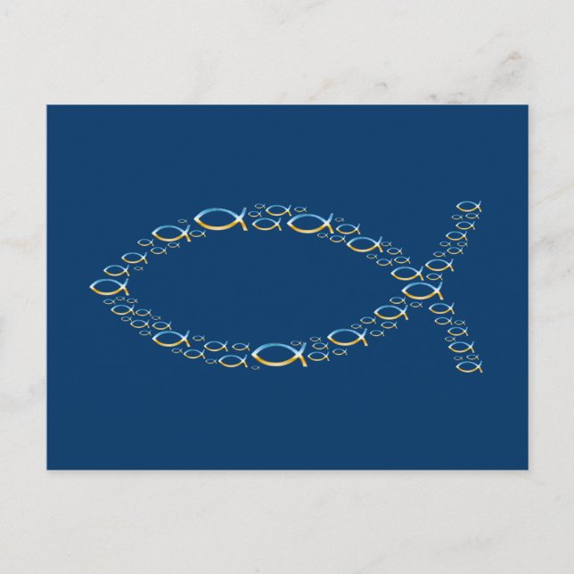 Carte Postale Ichthus - Symbole Chrétien de Poisson - Petits Poi (Devant)