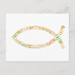 Carte Postale Ichthus - Symbole du poisson chrétien - Foi