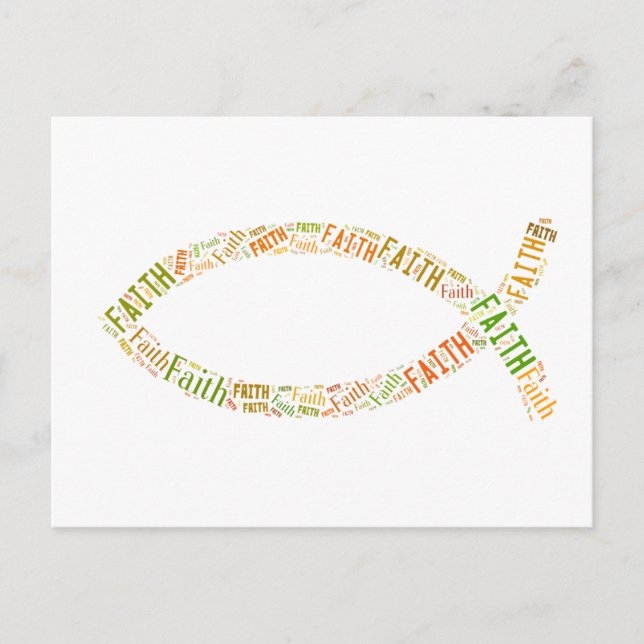 Carte Postale Ichthus - Symbole du poisson chrétien - Foi (Devant)