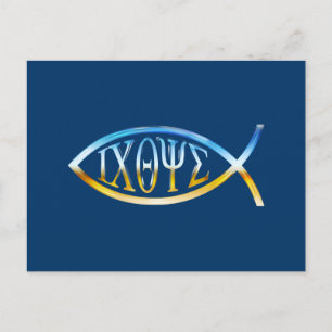Carte Postale Ichthys   Symbole du poisson chrétien   Ciel et so