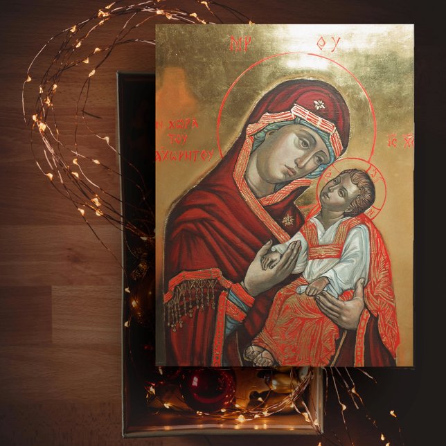 Carte Postale Icône byzantine de Sainte Marie Theotokos (Créateur téléchargé)