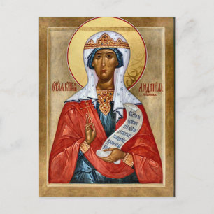Carte Postale Icône chrétienne orthodoxe du martyr St. Ludmila