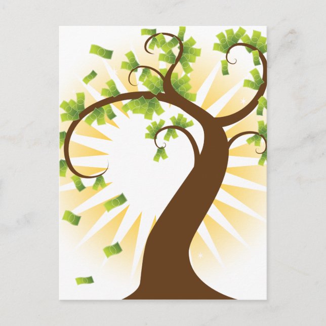 Carte Postale Icône Croissance financière Arbre Argent (Devant)