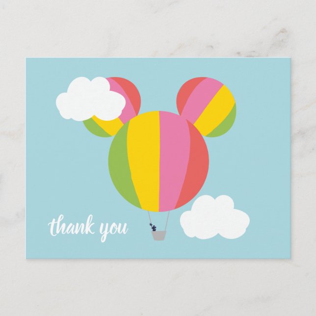 Carte Postale Icône de ballon à air chaud Mickey Mouse | Merci (Devant)