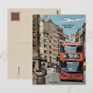 Carte Postale Icône de bus rouge emblématique de la ville de Lon