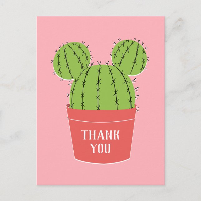 Carte Postale Icône de cactus Mickey Mouse | Merci (Devant)