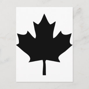 Carte Postale icône de la feuille d'érable du canada noir