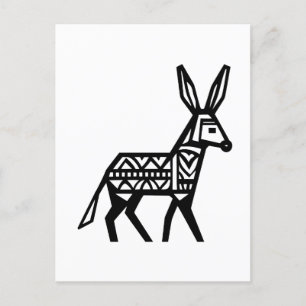 Carte Postale Icône de tatouage d'âne à motif de silhouette noir