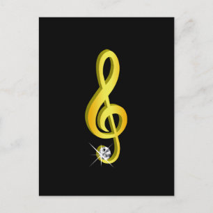 Carte Postale Icône d'or d'une note musicale G-Clef