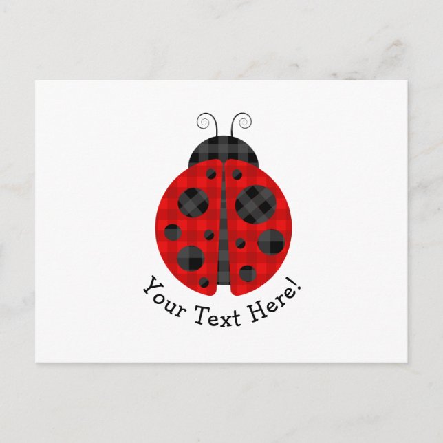 Carte Postale Icône graphique de coccinelle à damiers plaid (Devant)