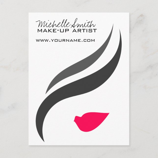 Carte Postale Icône maquillage Femme visage en noir blanc lèvres (Devant)
