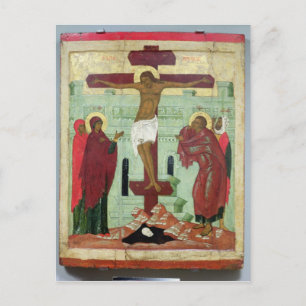 Carte Postale Icône représentant la Crucifixion avec la Vierge
