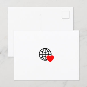 Carte Postale Icône World Love Globe   Coeur Terre Design été