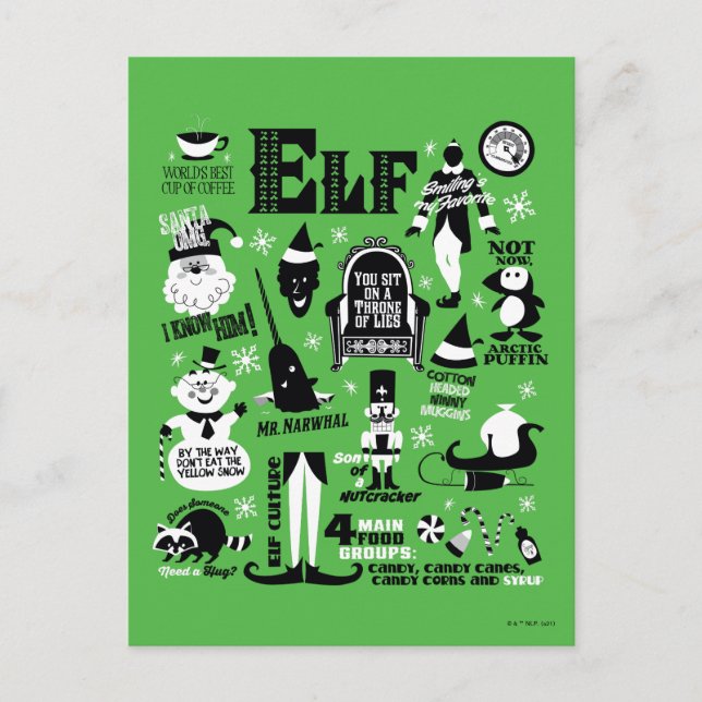 Carte Postale Icônes Elf et citations de films (Devant)