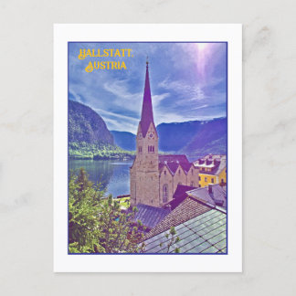 CARTE POSTALE ICONIC CHURCH STEEPLE, HALLSTATT, AUSTRIA